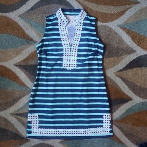 NEW! Sail to Sable Navy Aqua Stripe Dress